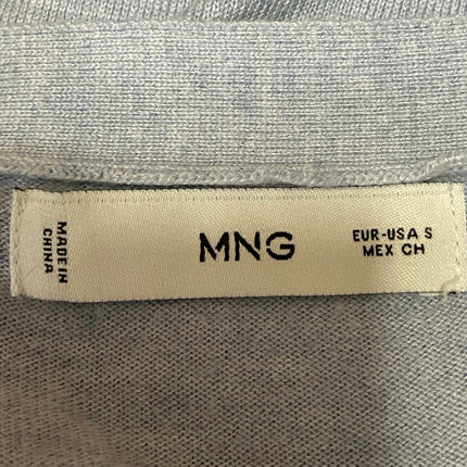 MNG Mango Women's Blue V Neck Long Sleeve Boxy T Shirt Sweatshirt Top Size S