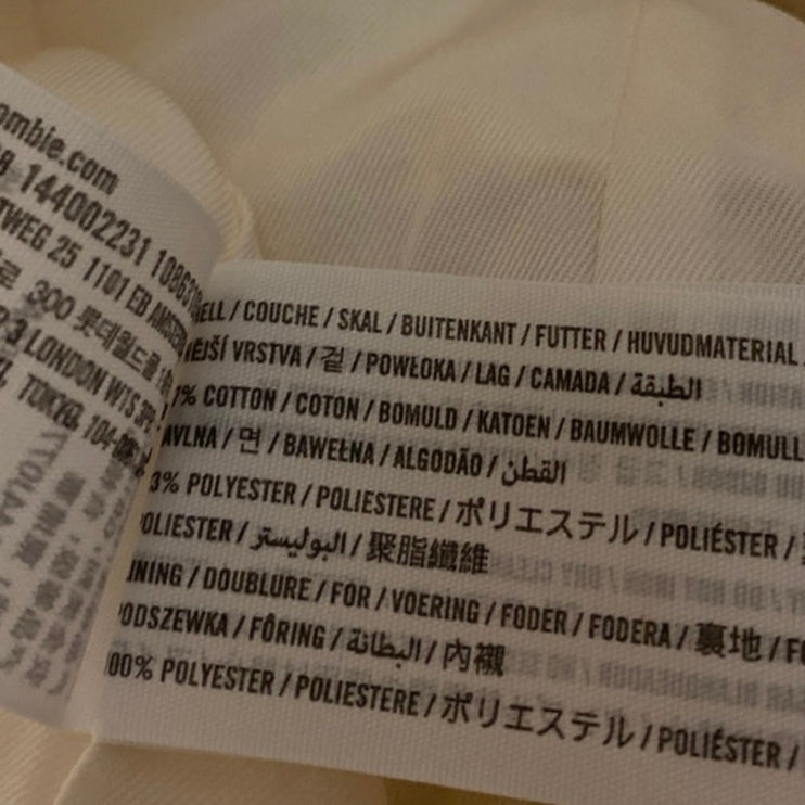 Abercrombie & Fitch Cream White Tweed Collar Long Sleeve Crop Blazer Jacket Sz M