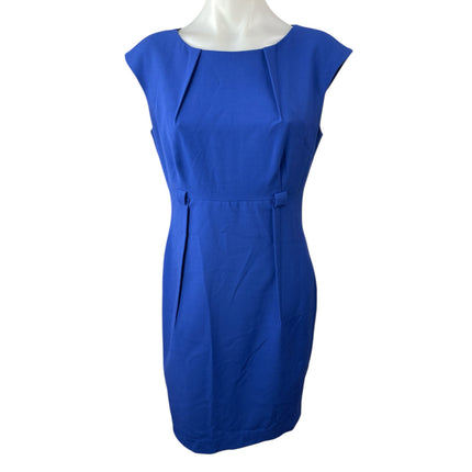 Calvin Klein Blue Pleated Cap Sleeve Mini Bodycon Pencil Sheath Dress Size 4