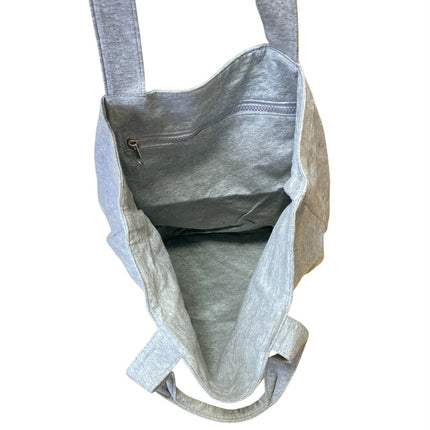 Soulcycle Women's Gray NY Logo Print Canvas Pocket Laptop Tote Handbag Size OS