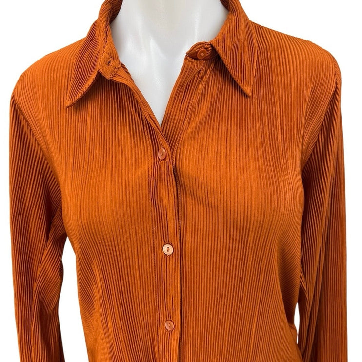 NEW Abercrombie & Fitch Rust Brown Corduroy Long Sleeve Button Down Shirt Top S