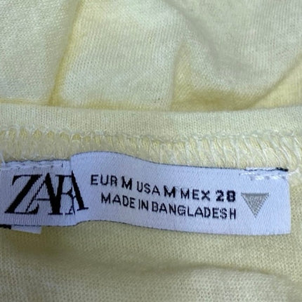Zara Women's Yellow Short sleeve Crew Neck Slim Fit Crop Tee T-shirt Top Size M