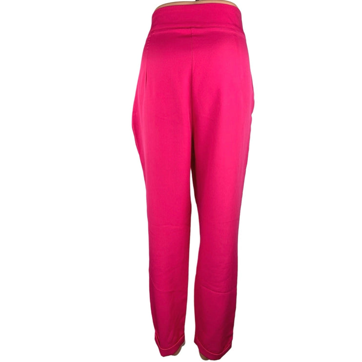 Shein Pink High Rise Pleated Straight Leg Business Career Trouser Pants Sz 8/10