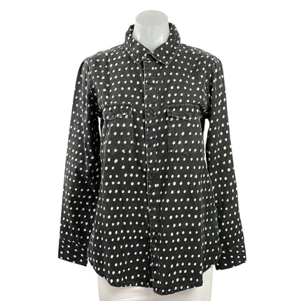 NEW Neuw Ryder Womens Black Polka Dot Long Sleeve Button Down Shirt Top Size 8