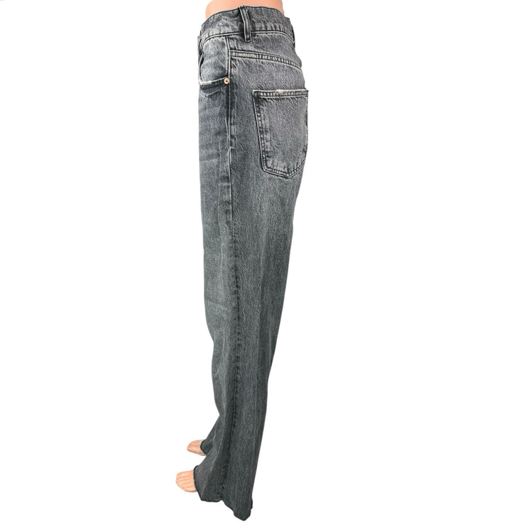 Zara Women's Gray Washed High Waisted Raw Hem Straight Leg Denim Jeans Size 4