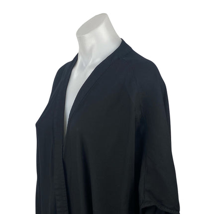 Azure Skies Women's Black V Neck Open Front Tunic Kaftan Blouse Top Size XXS/XS