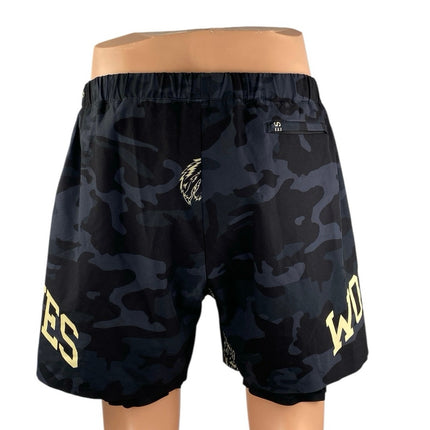 NFGU Wolves Black Blue Camo Camouflage Athletic Sports Compression Shorts Size L