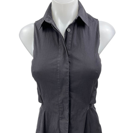 Proenza Schouler Black Sleeveless Cutout Button Down Midi A-Line Shirt Dress 2