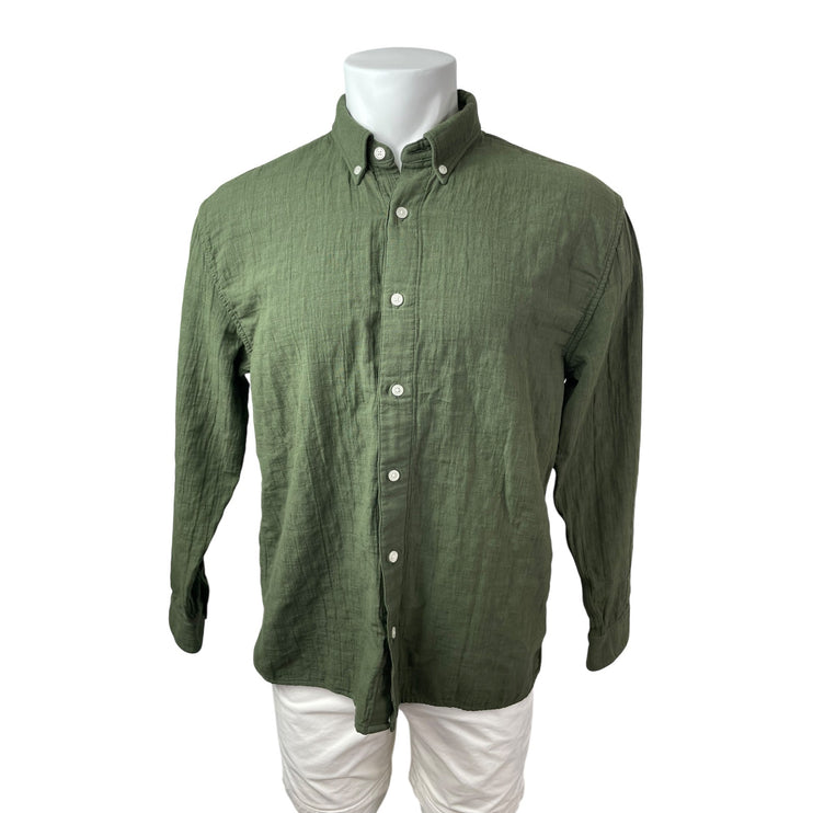 Abercrombie & Fitch Men's Green Long Sleeve Casual Button Down Shirt Top Size M