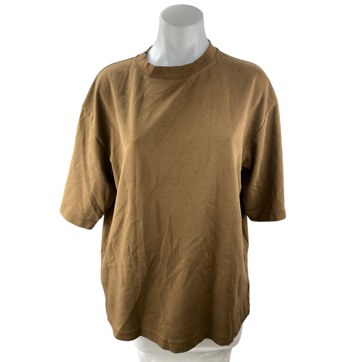 Uniqlo Airism Womens Brown Short Sleeve Crew Neck Basic Tee T-Shirt Top Size L