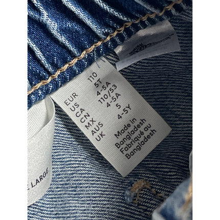 H&M Kids Girls Blue Character Embroidered Straight Wide Leg Denim Jeans Pants 5T