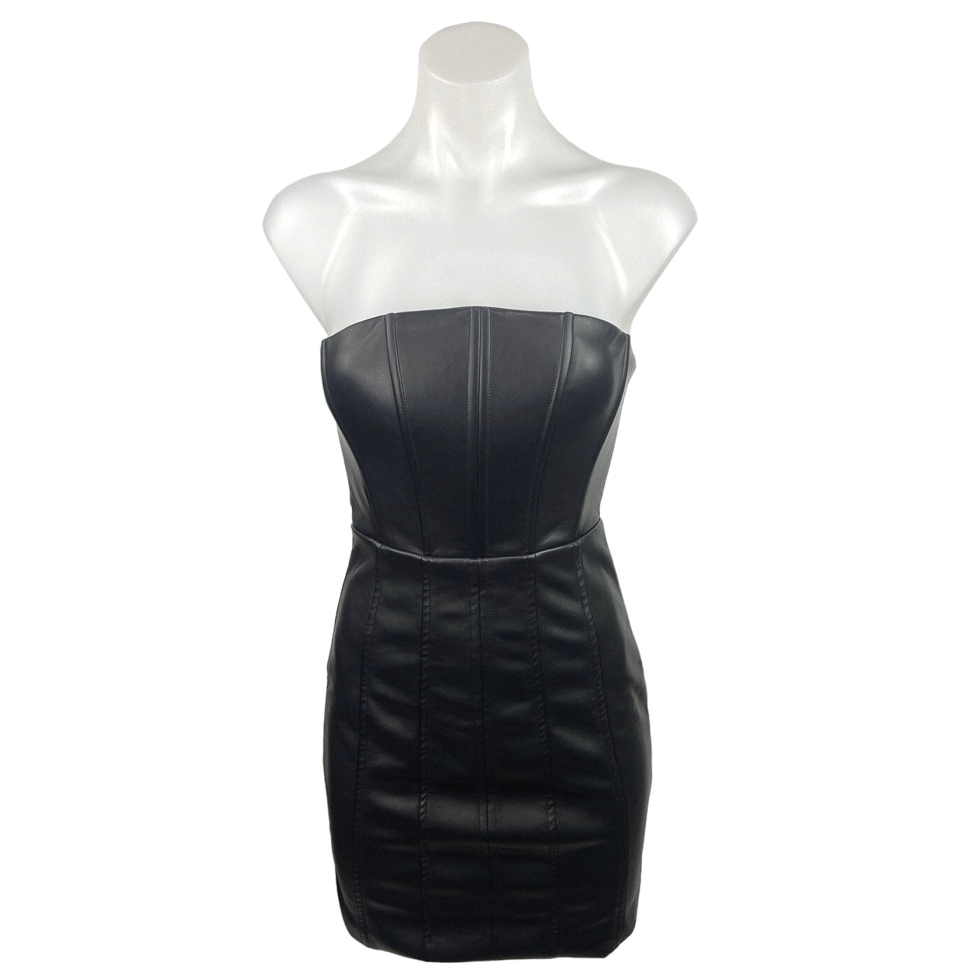 Fashion Nova NWT Black Faux Leather Strapless Mini Tube Corset Party D Brie Fashion Nova NWT Black Faux Leather Strapless Mini Tube Corset Party D Brie