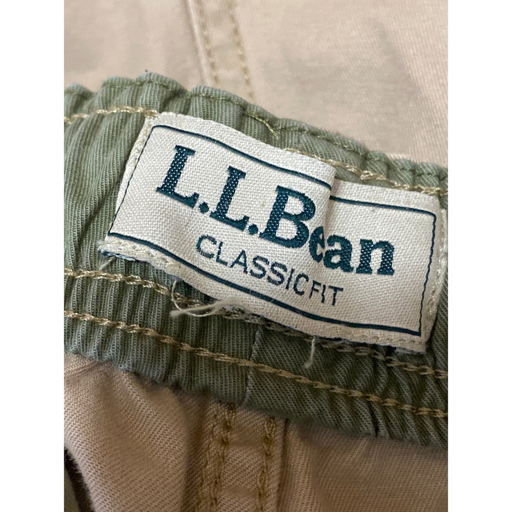 L.L.Bean Men's Beige Drawstring Elastic Waist Classic Straight Leg Walk Shorts M