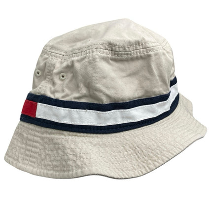 Tommy Hilfiger Am Tino Unisex Stone Beige Flag Logo Outdoor Bucket Hat Cap OS