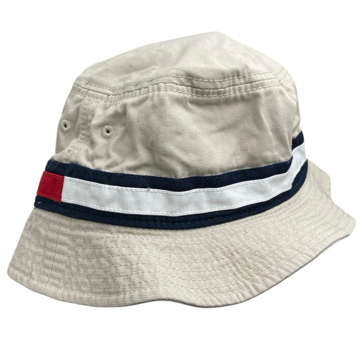 Tommy Hilfiger Am Tino Unisex Stone Beige Flag Logo Outdoor Bucket Hat Cap OS