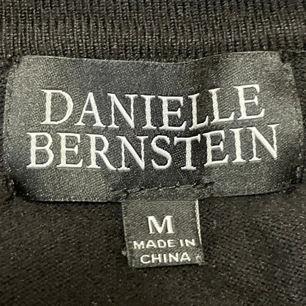 Danielle Bernstein Women Black Long Puff Sleeve V Neck Button Up Crop Top Size M