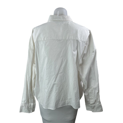 WeWoreWhat Women's White Long Sleeve Pocket Cotton Button Down Shirt Top Size S