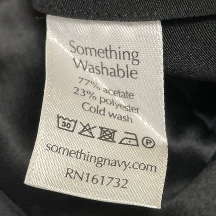 Something Navy Women's Black Silk Satin Elastic Waist Straight Trouser Pants M