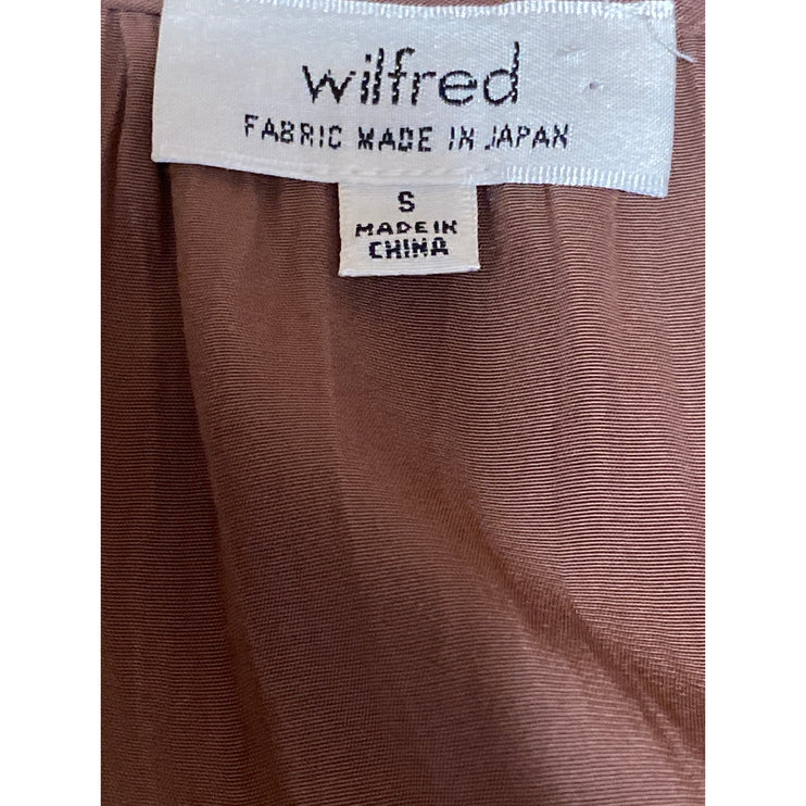 Aritzia Wilfred Shanina Womens Brown Deep V Neck Long Sleeve Tie Blouse Top Sz S