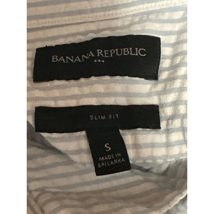 Banana Republic Men's Blue White Striped Slim Long Sleeve Button Up Shirt Top S