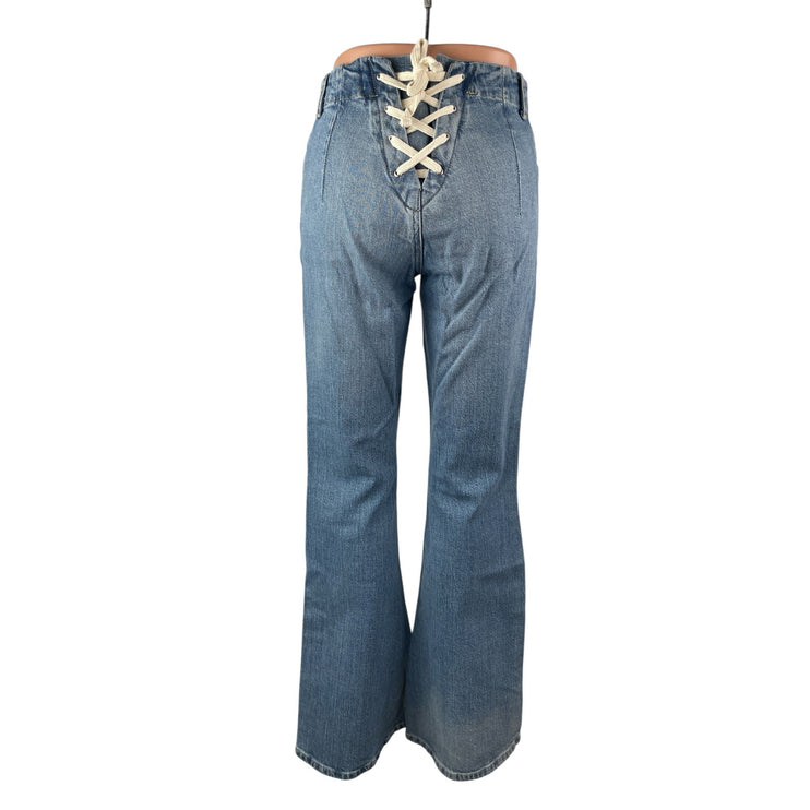 Urban Outfitters BDG Women's Blue High Rise Lace Up Flared Denim Jeans Size 26