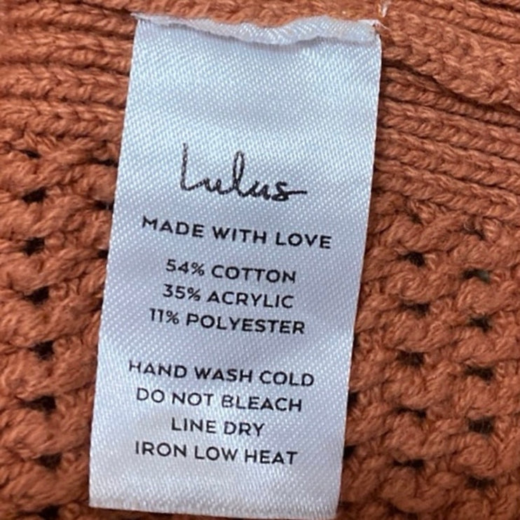 Lulus Brown Sleeveless Crochet Waffle Knit Sweater Vest Tank Crop Top Size XS