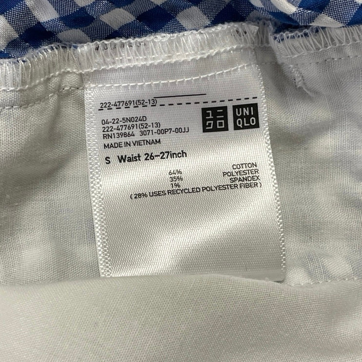 Uniqlo Womens Blue White Checkered Plaid Seersucker Volume Maxi A-Line Skirt S