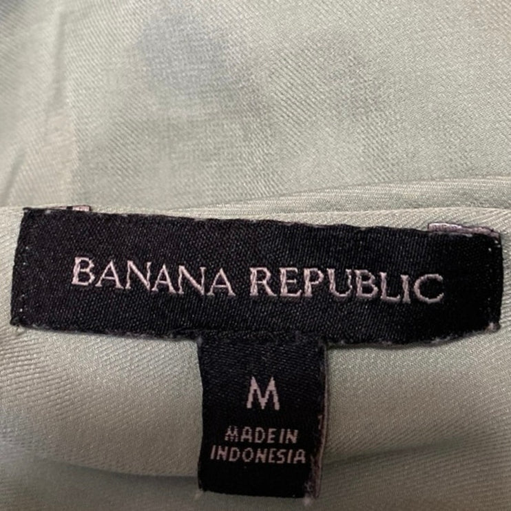 Banana Republic Women's Silky Satin Green Long Sleeve V-Neck Blouse Top Size M