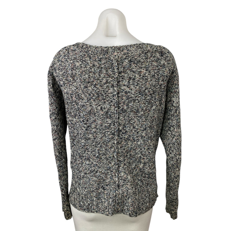 Lucky Brand Women's Gray V-neck  Long Dolman Sleeve Crop Knit Sweater Top Sz XS