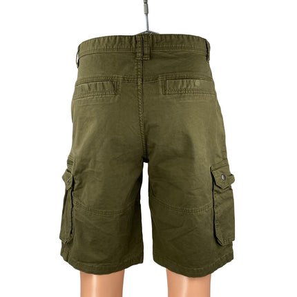 Denim Co Men's Green Mid Rise Utility Cargo Hiking Camp Bermuda Shorts Size 32
