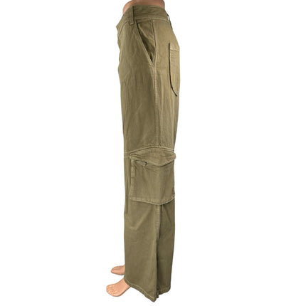 NEW Zara Women's Brown Beige Straight Wide Leg High Waist Cargo Trousers Pants M