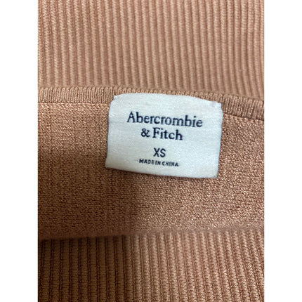 Abercrombie & Fitch Women's Rib Knit Brown Square Neck Short Sleeve Crop Top XS