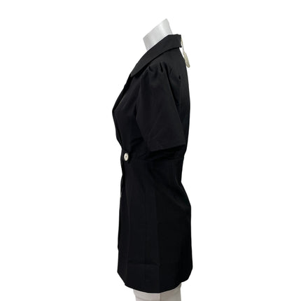 NEW J.ING Women's Black Short Sleeve Collared Button Front Blazer Mini Dress XS
