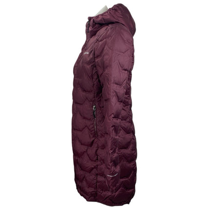 Columbia Delta Ridge Long Down Red Hooded Puffer Quilted Full Zip Jacket Size XS