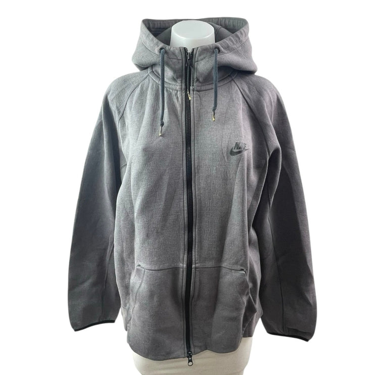 Nike Women's Gray Full Zip Long Sleeve Hooded Hoodie Active Sports Coat Jacket L