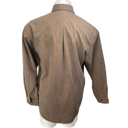 Kenneth Cole Men's Brown Striped Long Sleeve Button Down Pocket Shirt Top Size L