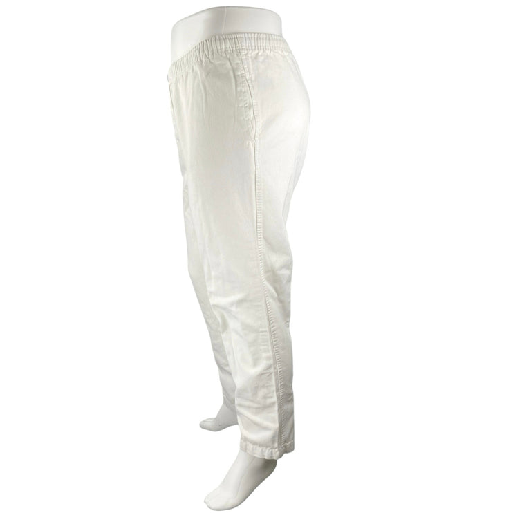 Woman Within White High Rise Elastic Waist Straight Trousers Casual Pants Sz 16