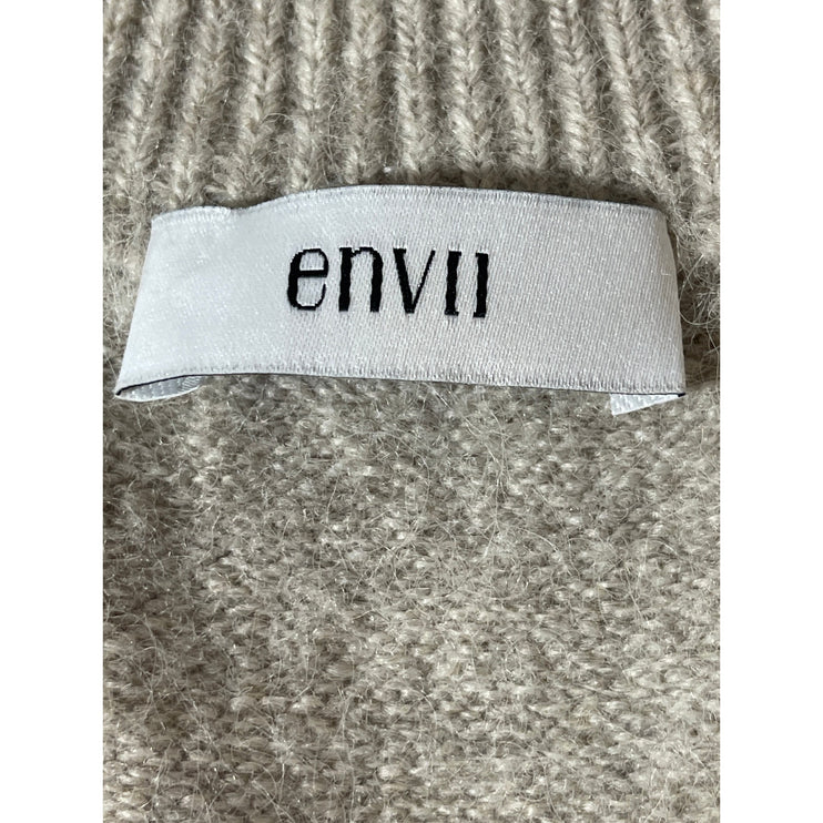 Envii Enredwood Beige Tan Heart Embroidered V-neck Wool Sweater Vest Tank Top S
