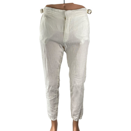 Orlebar Brown 100% Linen White High Rise Slim Tapered Utility Trousers Pants 30