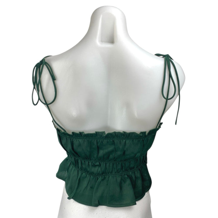 Princess Polly Green Sleeveless Ruched Cami Camisole Peplum Crop Tank Top Size 4