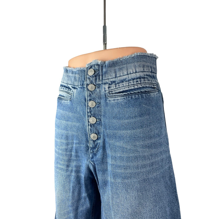 A.L.C. Women's Blue High Waist Baggy Barrel Flare Wide Leg Denim Jeans Pants 4