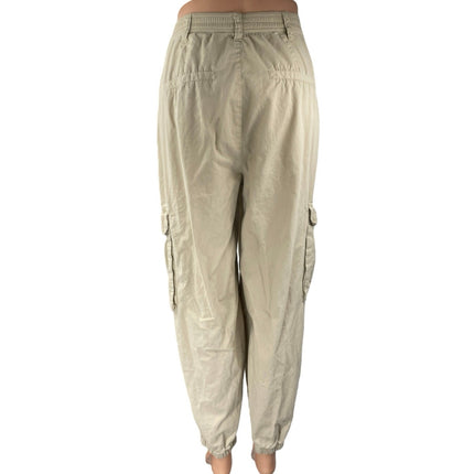 Abercrombie & Fitch Women's Beige Tapered Jogger Barrel Trousers Cargo Pants M