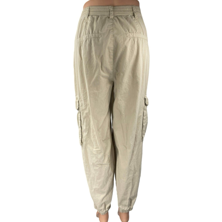 Abercrombie & Fitch Women's Beige Tapered Jogger Barrel Trousers Cargo Pants M