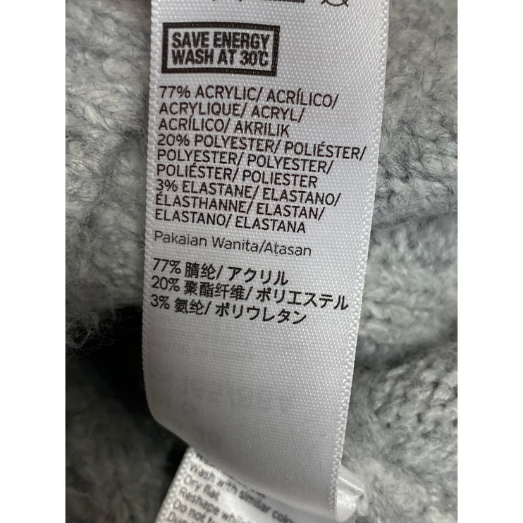 Topshop Womne's Gray Cable Knit Crew Neck Long Sleeve Sweatshirt Sweater Top 6