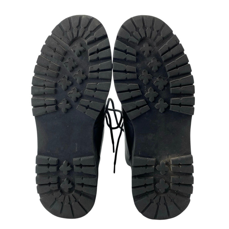 Aqua Miranda Women's Black Lace Up Round Toe Lug Sole Faux Fur Hiker Boots 8