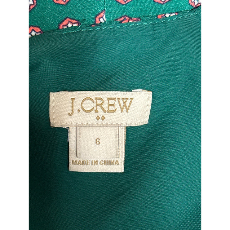 J. Crew Floral Gallery Green Polka Dots Paisley Short Sleeve Mini Shift Dress 6