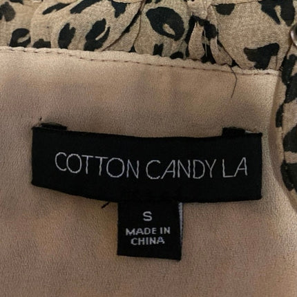 Cotton Candy LA Brown Leopard Print Sleeveless Peplum Camisole Crop Tank Top S