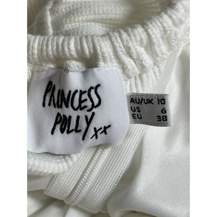 Princess Polly White Sleeveless Bustier Cami Lettuce Mini Bodycon Dress Size 6