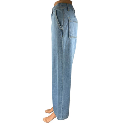 NEW American Apparel The Crop Wide Leg Womens Blue High Rise Denim Jeans Size 28