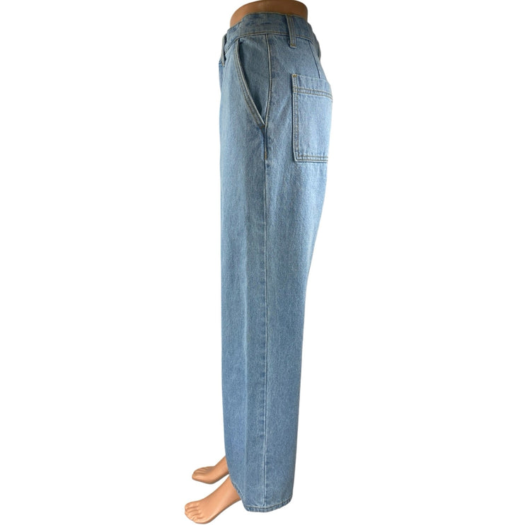 NEW American Apparel The Crop Wide Leg Womens Blue High Rise Denim Jeans Size 28